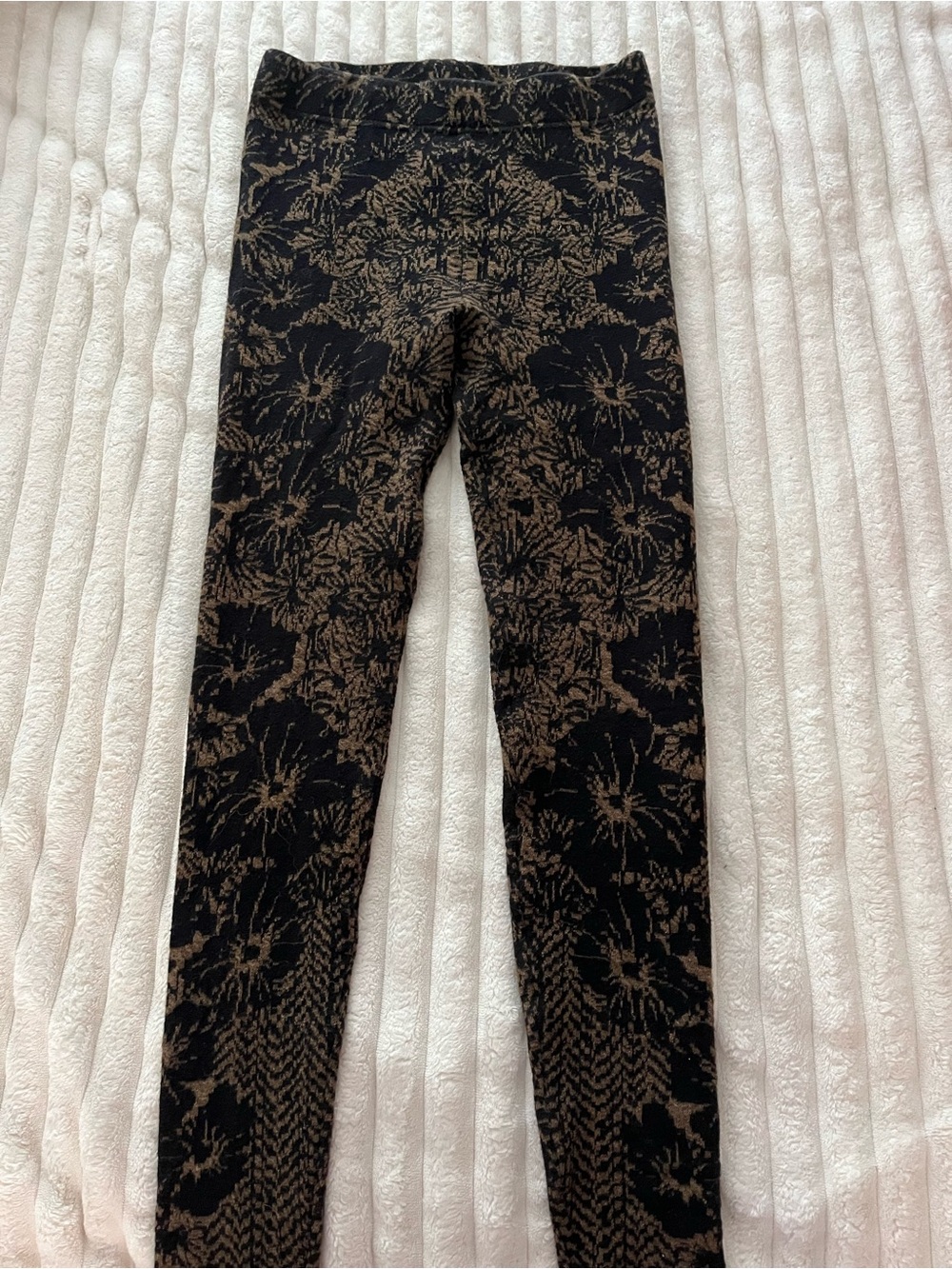 Free People Black and Brown Floral Knit leggings